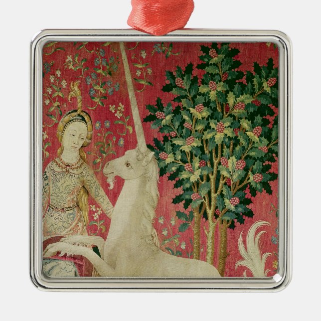 The Lady and the Unicorn: 'Sight' Metal Ornament (Front)