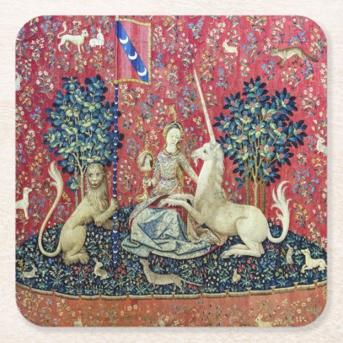 The Lady and the Unicorn Sight Square Paper Coaster