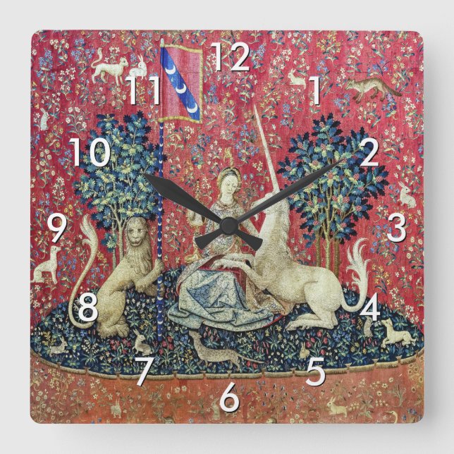 The Lady and the Unicorn, Sight Square Wall Clock (Front)