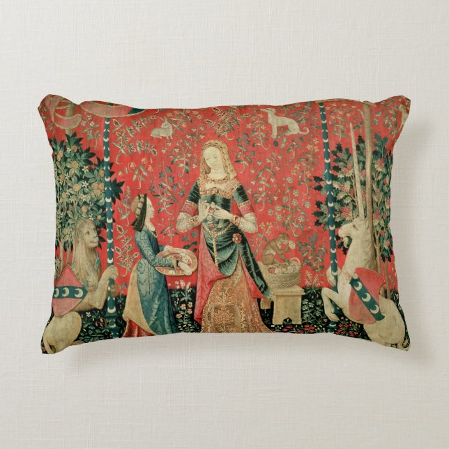 The Lady and the Unicorn: 'Smell' Decorative Pillow (Front)