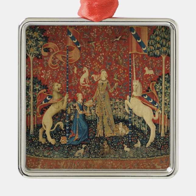The Lady and the Unicorn: 'Taste' Metal Ornament (Front)