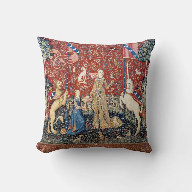 The Lady and the Unicorn, Taste Throw Pillow (Front)