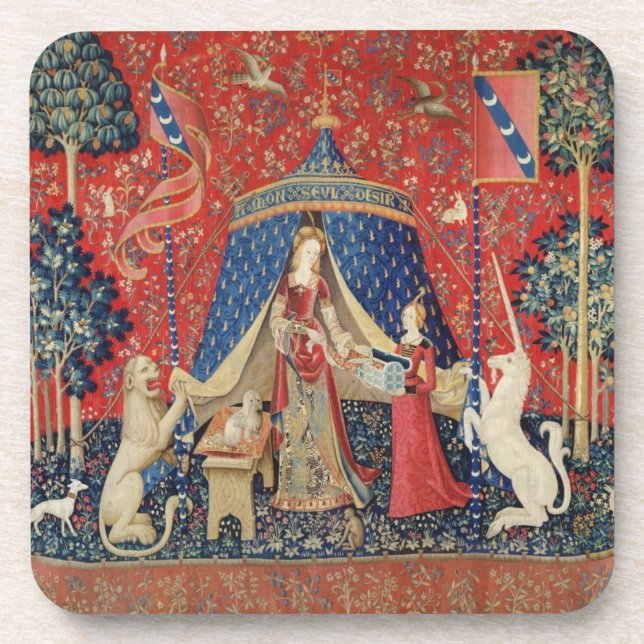 The Lady and the Unicorn: 'To my only desire' Drink Coaster (Front)