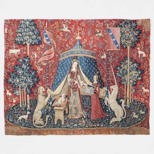 The Lady and the Unicorn To my only desire Fleece Blanket