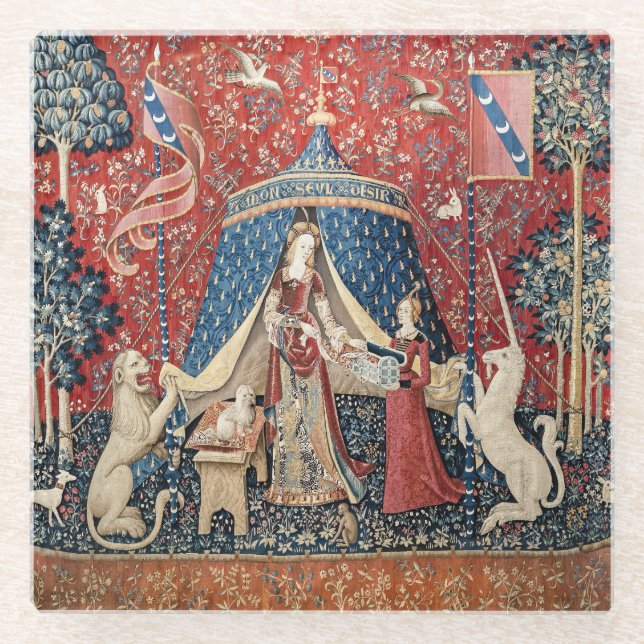 The Lady and the Unicorn, To my only desire Glass Coaster (Front)
