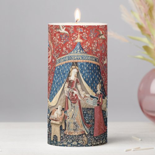 The Lady and the Unicorn To my only desire Pillar Candle