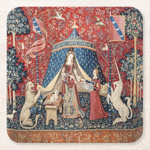 The Lady and the Unicorn To my only desire Square Paper Coaster