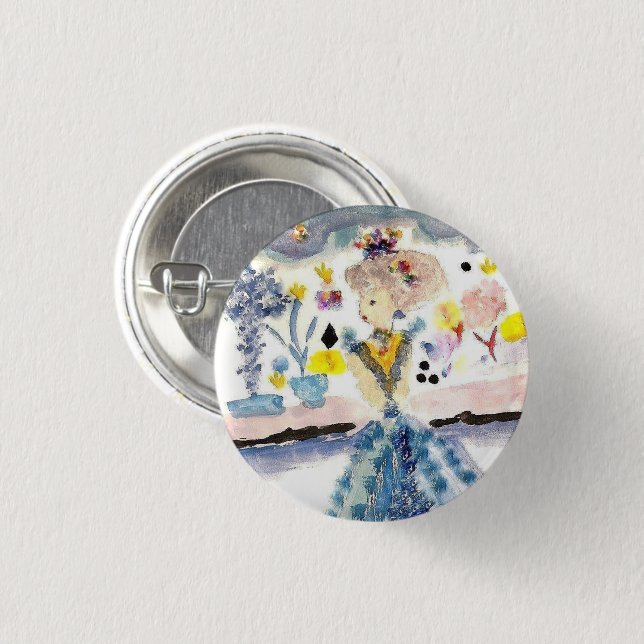 The Lady Collection Brooch/PIn In Watercolor Button (Front & Back)