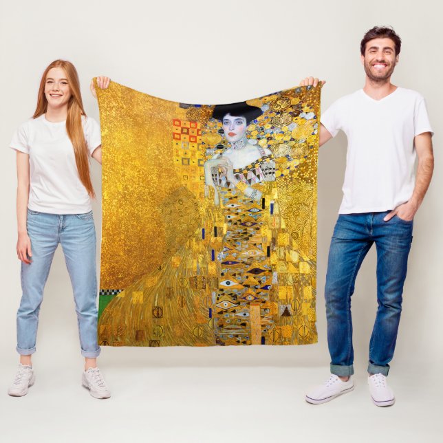 The Lady in Gold, Gustav Klimt Fleece Blanket (In Situ)