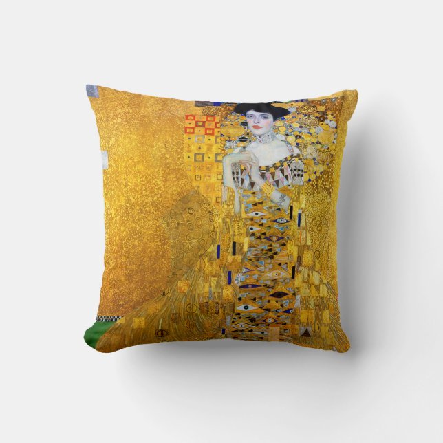 The Lady in Gold, Gustav Klimt Throw Pillow (Front)