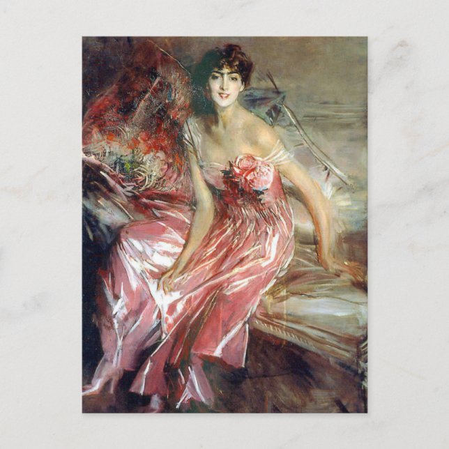 The Lady in Pink (1916) by Giovanni Boldini  Postcard (Front)