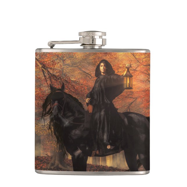The Lady of Halloween Hip Flask (Front)