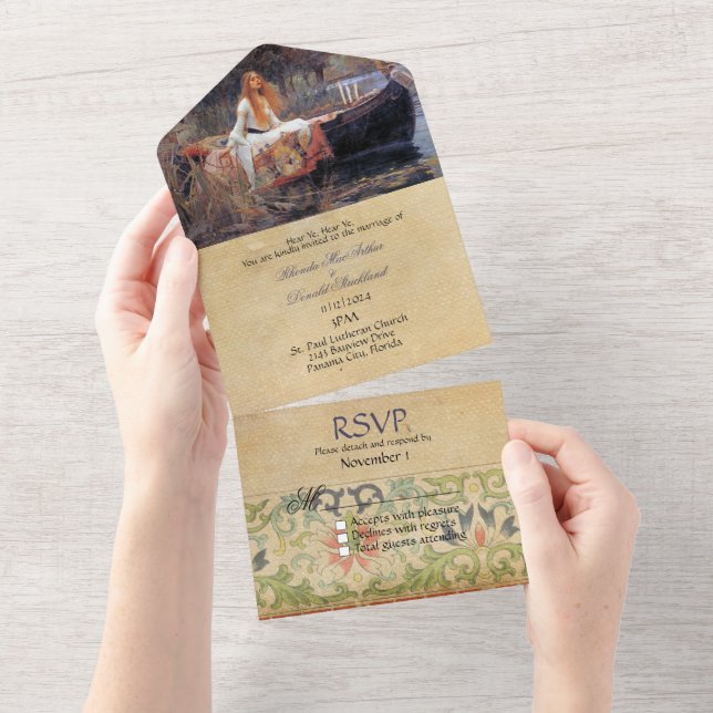 The Lady of Shallot Fairytale Wedding All In One Invitation (Tearaway)