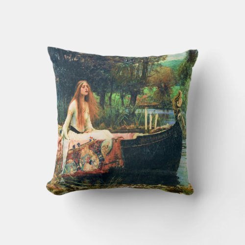 The Lady of Shalott by John William Waterhouse Throw Pillow