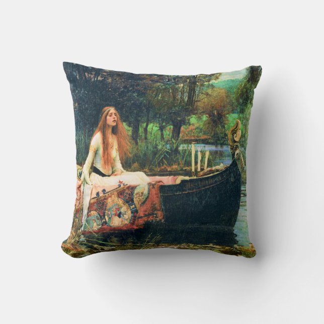 The Lady of Shalott by John William Waterhouse Throw Pillow (Front)