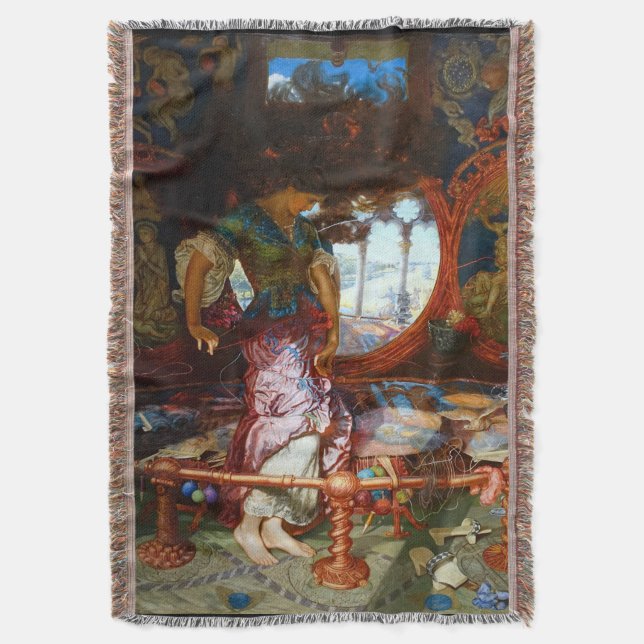 The Lady of Shalott by Pre-Raphaelite William Hunt Throw Blanket (Front Vertical)