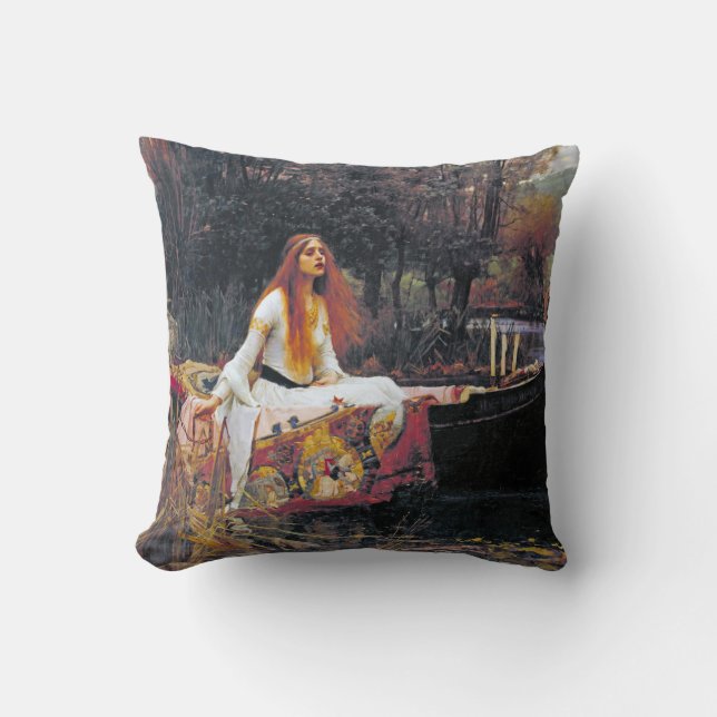 The Lady of Shalott, John William Waterhouse Throw Pillow (Front)