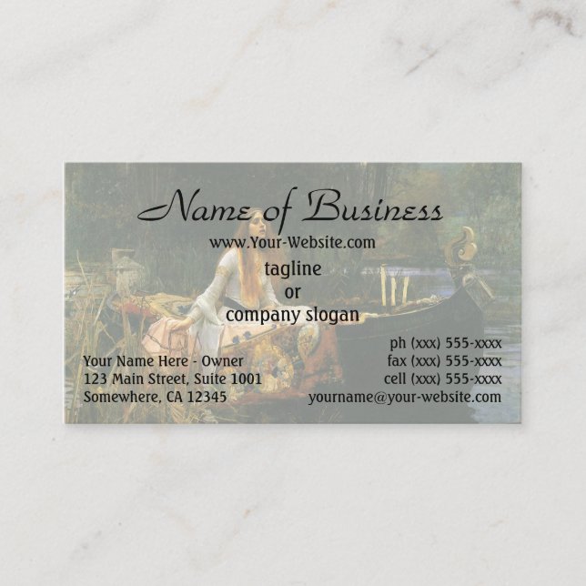 The Lady of Shalott (On Boat) by JW Waterhouse Business Card (Front)
