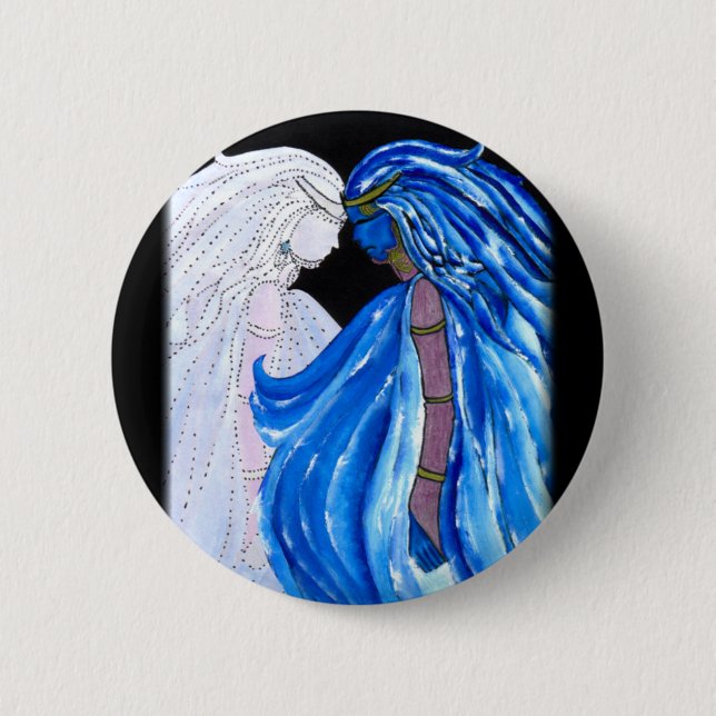 The Lady of the Blue Flame Pinback Button (Front)