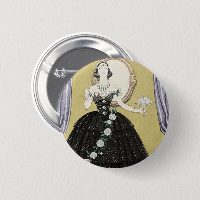 The Lady of the Camé lias George Barbier Button (Front & Back)
