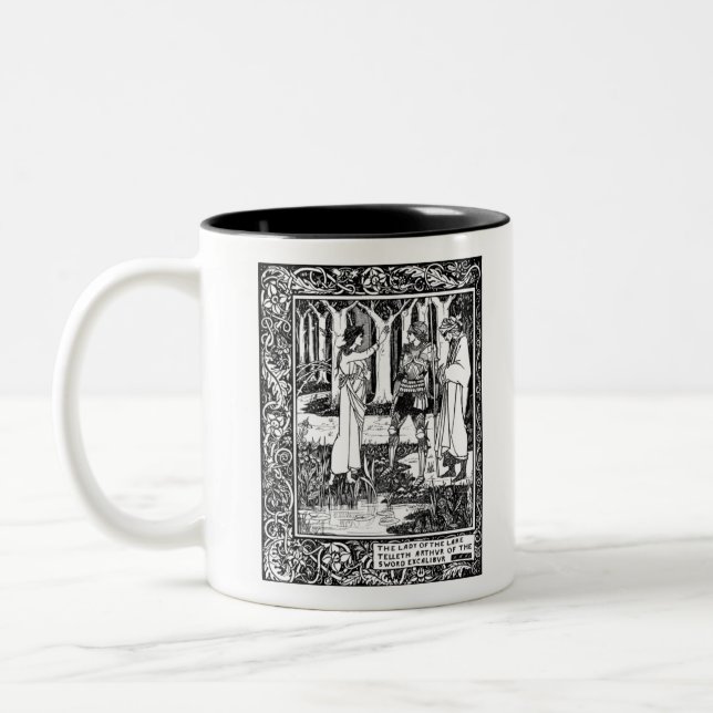 The Lady of the Lake, by Aubrey Beardsley- HD Two-Tone Coffee Mug (Left)