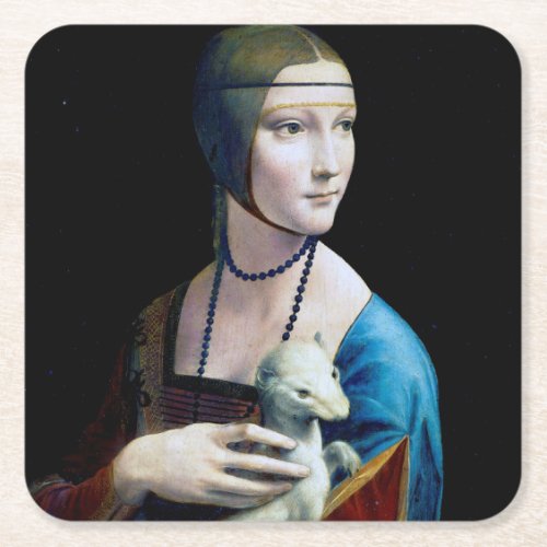 The Lady with an Ermine Leonardo da Vinci Square Paper Coaster