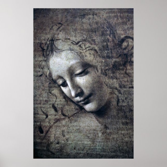 The Lady with Dishevelled Hair, Leonardo da Vinci Poster (Front)