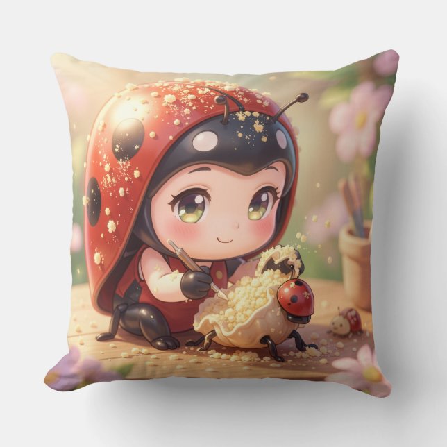 The Ladybug and the Hidden Nectar Kingdom.7 Throw Pillow (Front)