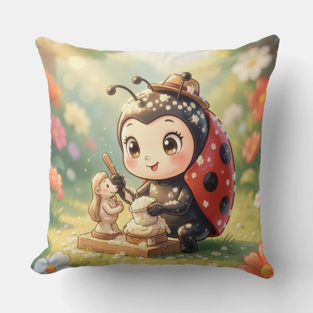 The Ladybug and the Hidden Nectar Kingdom.9 Throw Pillow (Front)