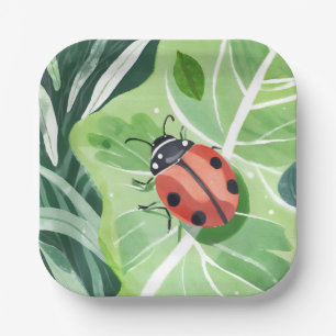 The Ladybug Pretty Watercolor Painting Paper Plates