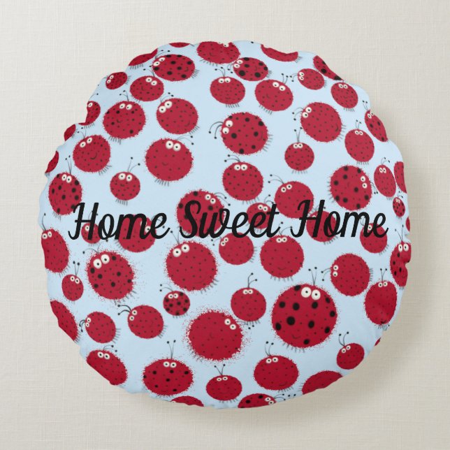 The Ladybug Shindig Round Pillow (Front)