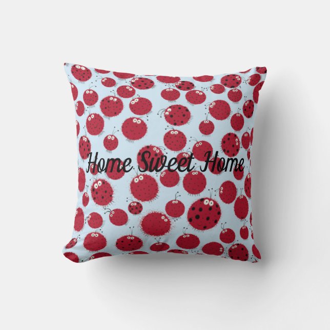 The Ladybug Shindig Throw Pillow (Front)