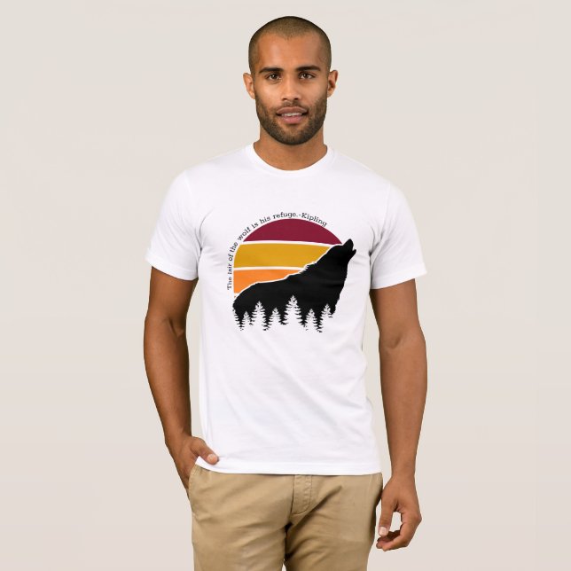 The Lair of the Wolf is his Refuge Retro Sunset T-Shirt (Front Full)