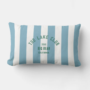 The Lake Club Green Crest Blue Nautical Stripe Lumbar Pillow