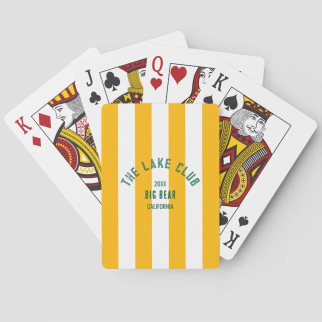 The Lake Club Green Crest Yellow Nautical Stripe Poker Cards (Back)