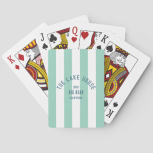 The Lake House Blue Crest Green Nautical Stripe Poker Cards