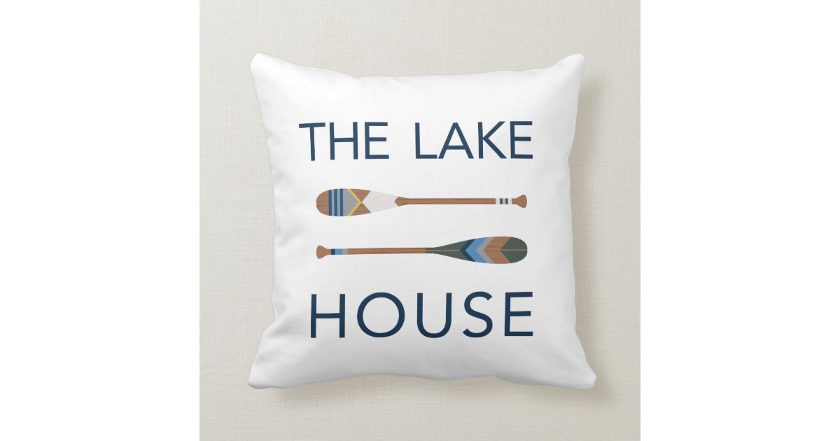 The Lake House Painted Paddle Throw Pillow Zazzle Com