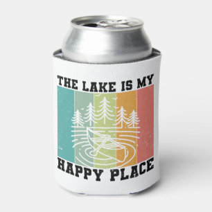 The lake is my Happy Place Distressed Vintage Lake Can Cooler