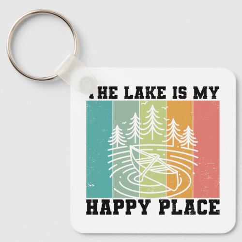 The lake is my Happy Place Distressed Vintage Lake Keychain
