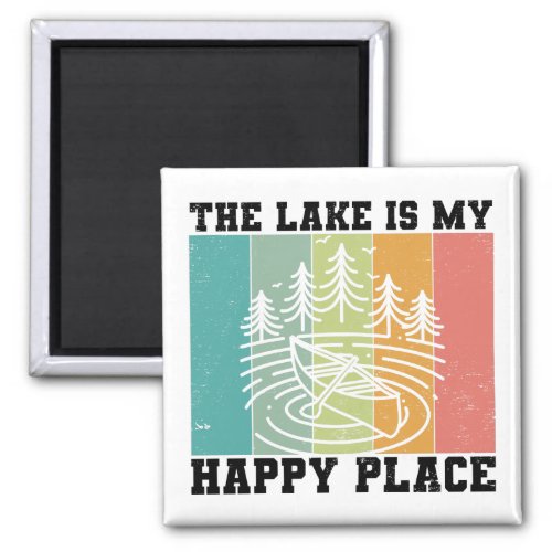 The lake is my Happy Place Distressed Vintage Lake Magnet