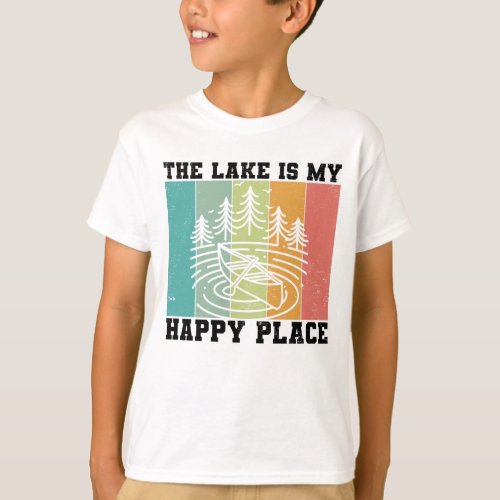 The lake is my Happy Place Distressed Vintage Lake T_Shirt
