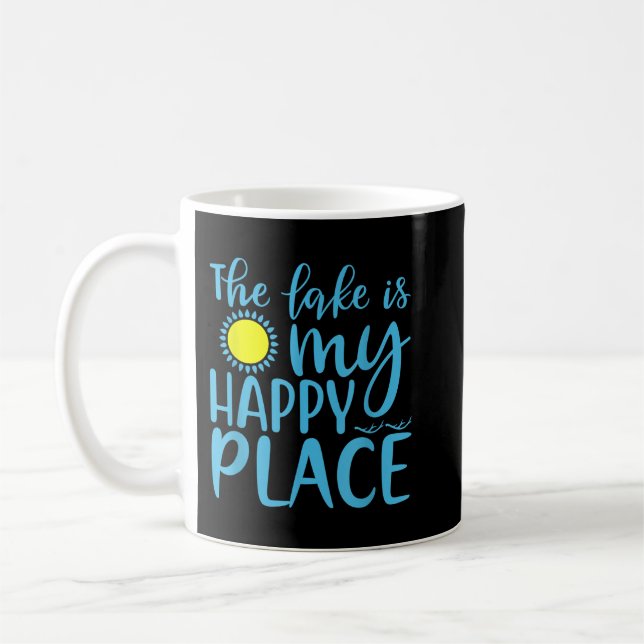 The Lake Is My Happy Place Funny Vacation Summer L Coffee Mug (Left)