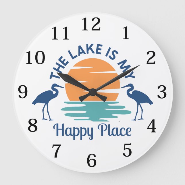 The Lake Is My Happy Place Large Clock (Front)