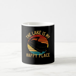 The Lake Is My Happy Place Pontoon Boat Coffee Mug