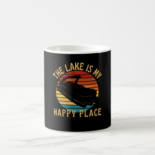 The Lake Is My Happy Place  Pontoon Boat Coffee Mug