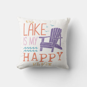 The Lake Is My Happy Place Throw Pillow