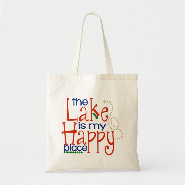The Lake is My Happy Place Tote Bag (Front)