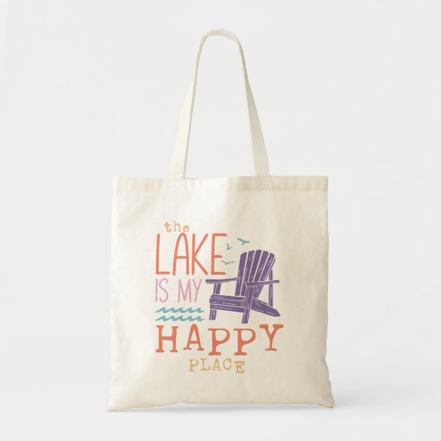 The Lake Is My Happy Place Tote Bag (Front)