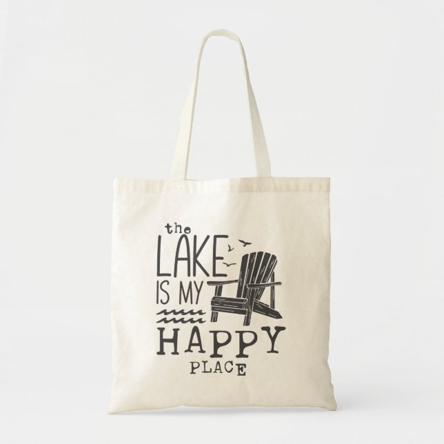 The Lake Is My Happy Place Tote Bag (Front)