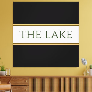 THE LAKE Sporty Black White Orange Brown Stripes Canvas Print